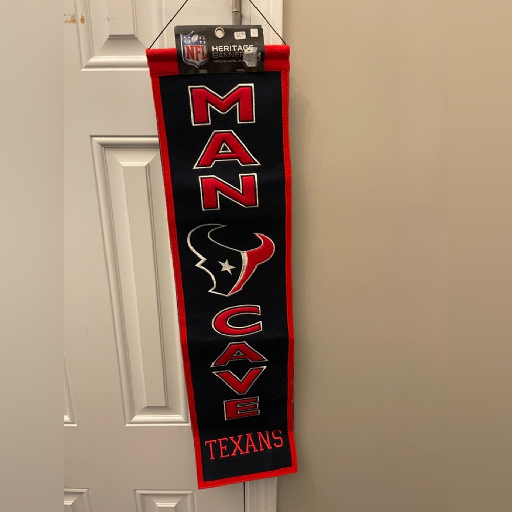 NFL Houston Texans Heritage Banner in Red and Black. New w tags